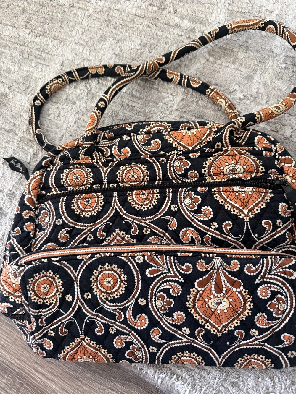 Vera Bradley Black and Orange Paisley Quilted Crossbody Bag
